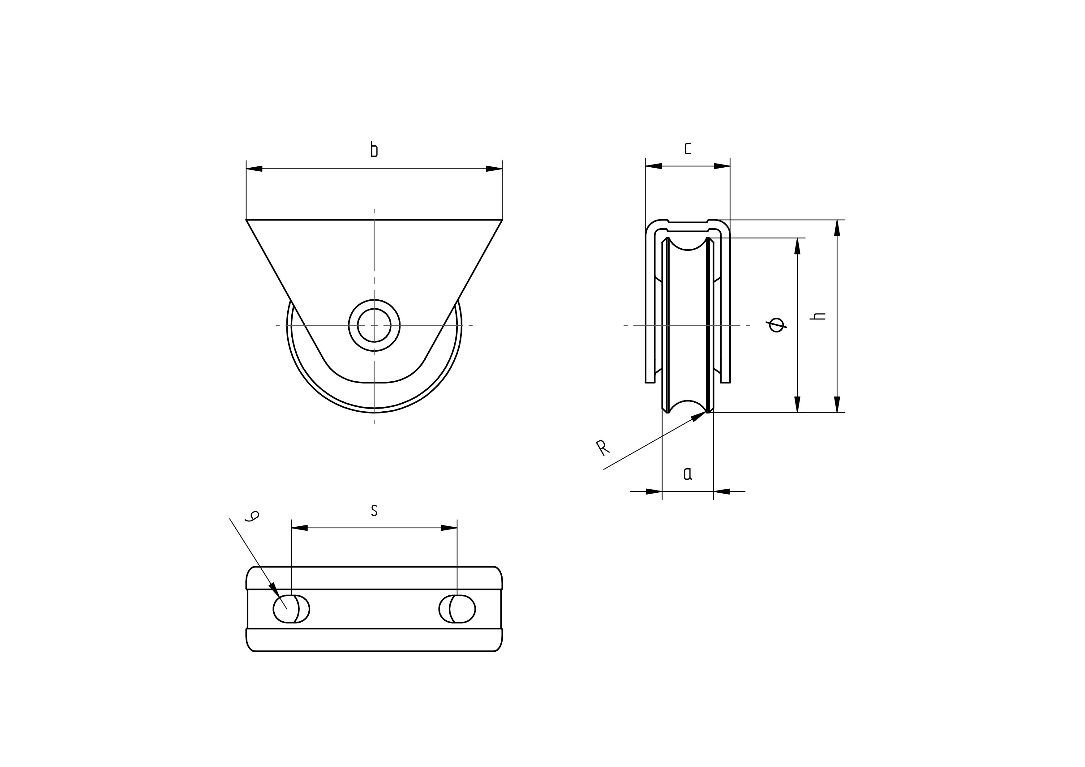 Schiebetorrolle Stahl verzinkt  98 mm U-Rille R8 mit Auensttzplatte 400 kg-89-11H31U100-A.4