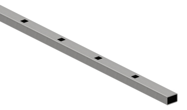 Rechteckrohr Stahl roh 30x20x2 mm L=3000 mm mit 24 Loechern fuer Vierkant 12x12 mm-88-1169901.120