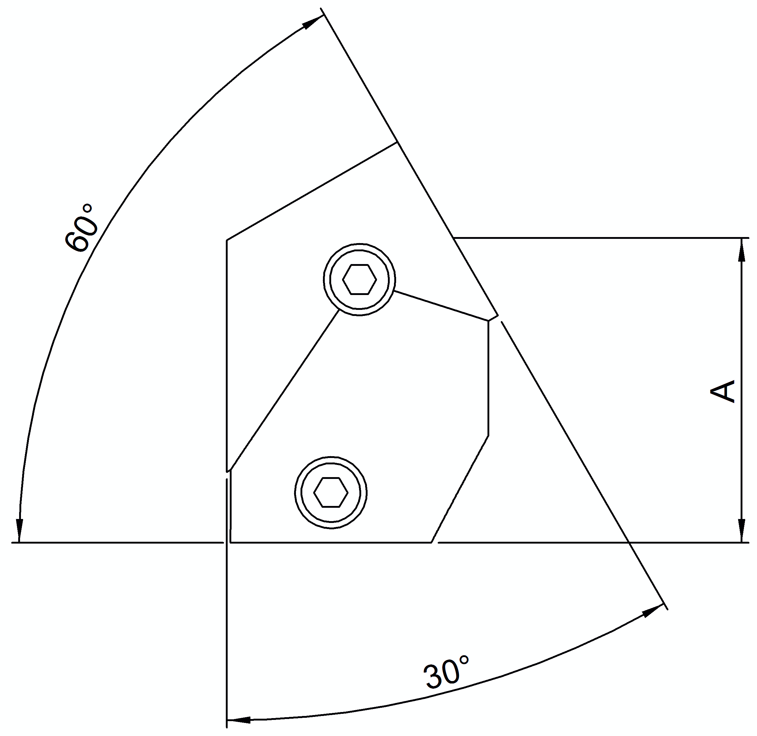 Rohrverbinder - T-Stueck kurz 30-60° - 129A27 - 26-9 mm - 3-4- - Feuerverzinkt u. Elektrogalvanisiert-129A27