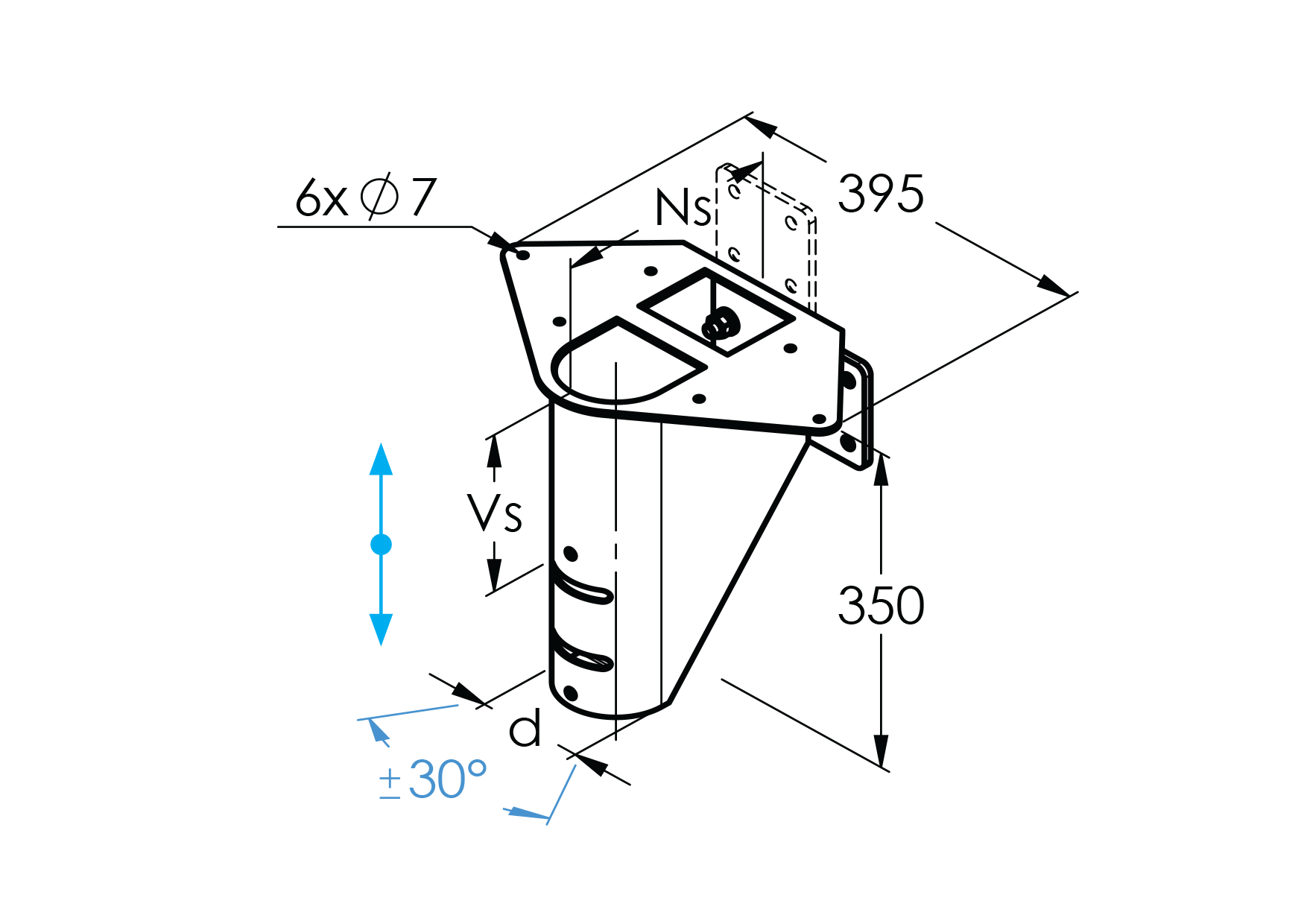 Treppensegment Austritt Stahl roh 349x248x115 mm fuer Systemtreppe NS240-89-11NS240NV-A.4