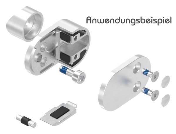 Sichtschutz Endglasklemme Edelstahl V4A -1-4401-04- Halbrund gerade-88-1125-EK.V4A