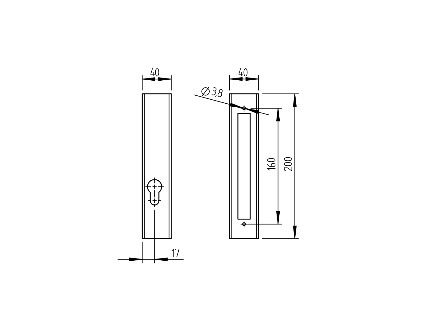 Schlosskasten Stahl fr 40x40 mm Profil passend fr H-36-20A roh-89-11H3620K-A.4