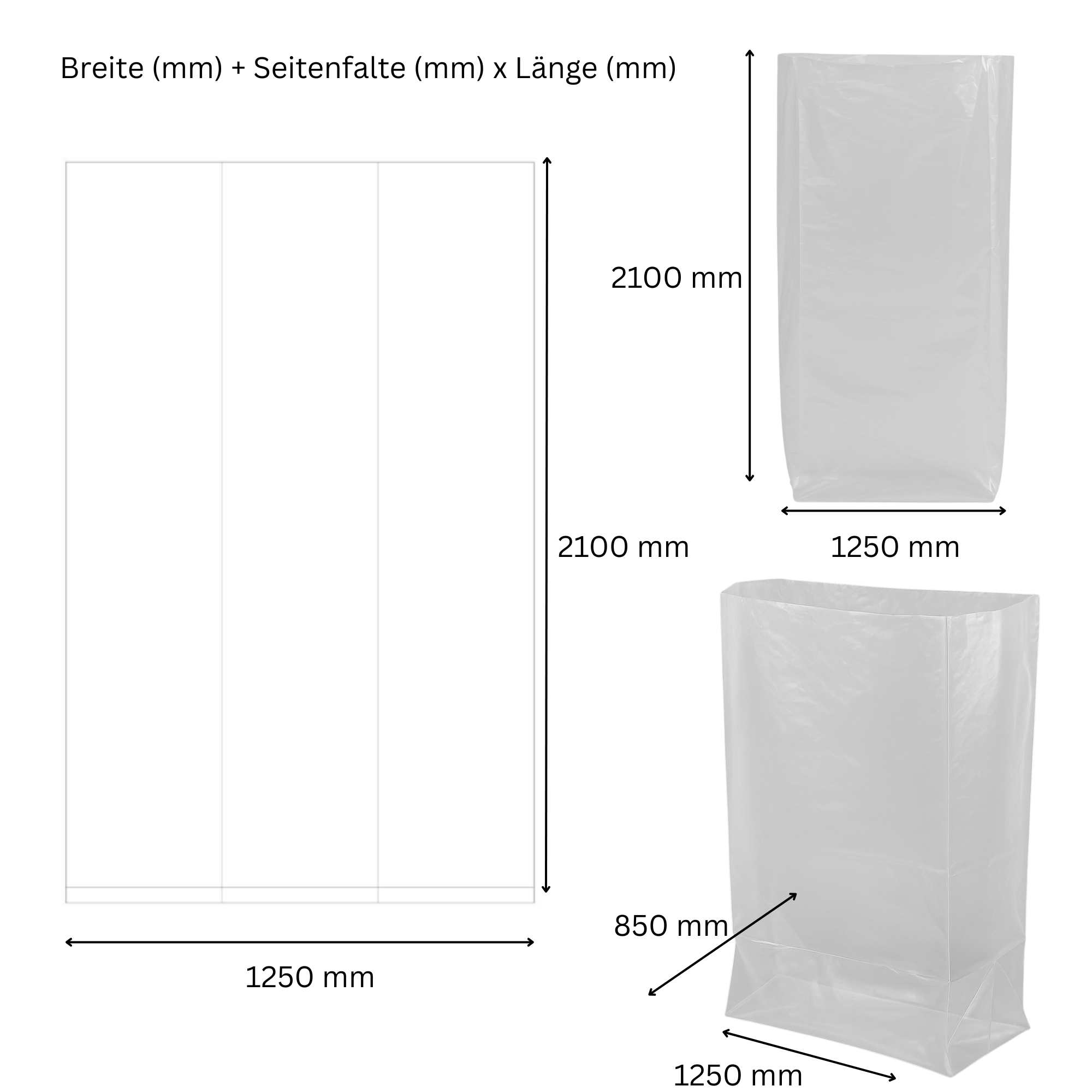 3x Container Inliner 2500 Liter 90my Transparent - XXL Abdeckhaube fuer Paletten - Industrie Qualitaet-1SFB1250-850X210090_3