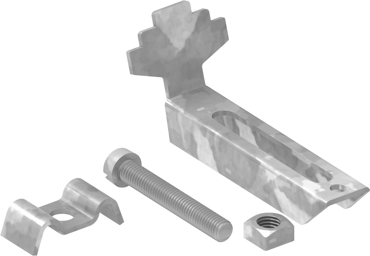 Gitterrostklemme fuer Rosthoehe 30 mm MW 20-20 mm aus St37- feuerverzinkt-26-KLEMME04.7