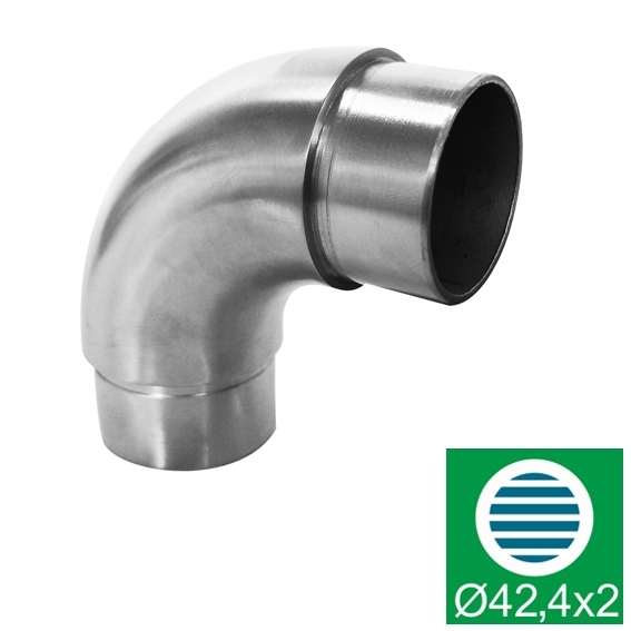 Handlaufbogen 90 Grad Edelstahl AISI 304 D42-4x2 mm geschliffen zum Kleben-89-11A0305242S-A.4