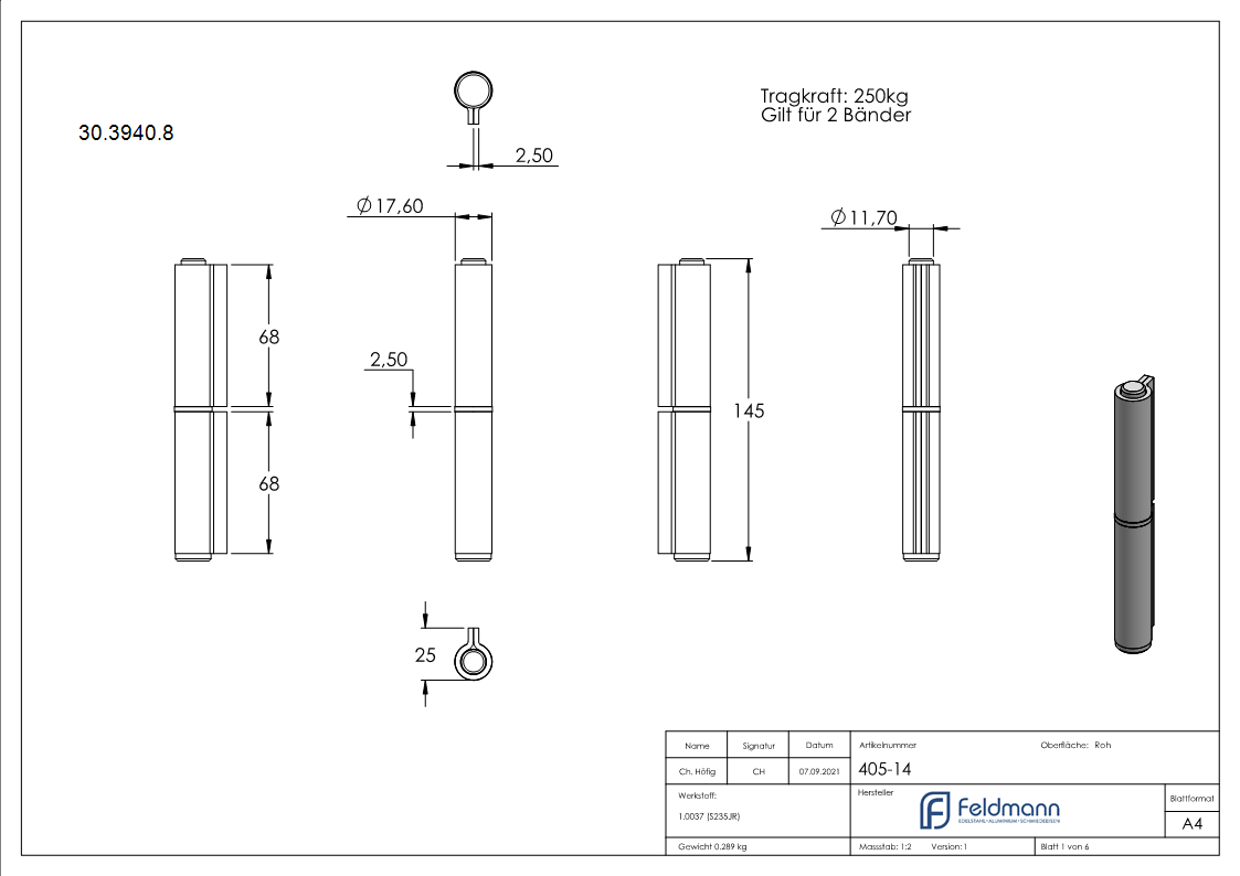 Anschweissband Stahl 2-teilig schwer Tragkraft 450 kg-30-3940.8