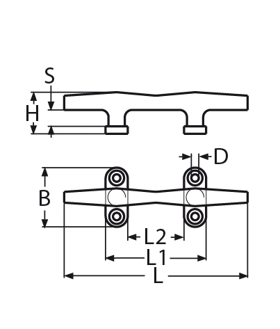 Klampe rund mit 4 Bohrungen Laenge- 125 - 300 mm V4A - Verkauf in VPEs-66-64-411.8217