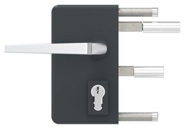 Gittertorschloss GTS 2 fuer Rohrstaerke 60-80mm- montagefertiges Set- anthrazitgrau-88-1156704-ALU.7016