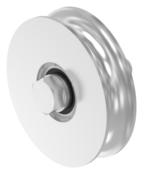 Schiebetorrolle Edelstahl V4A Ø 100 mm Rundrille Ø 20 mm 2 Kugellager-88-11341-100.V4A