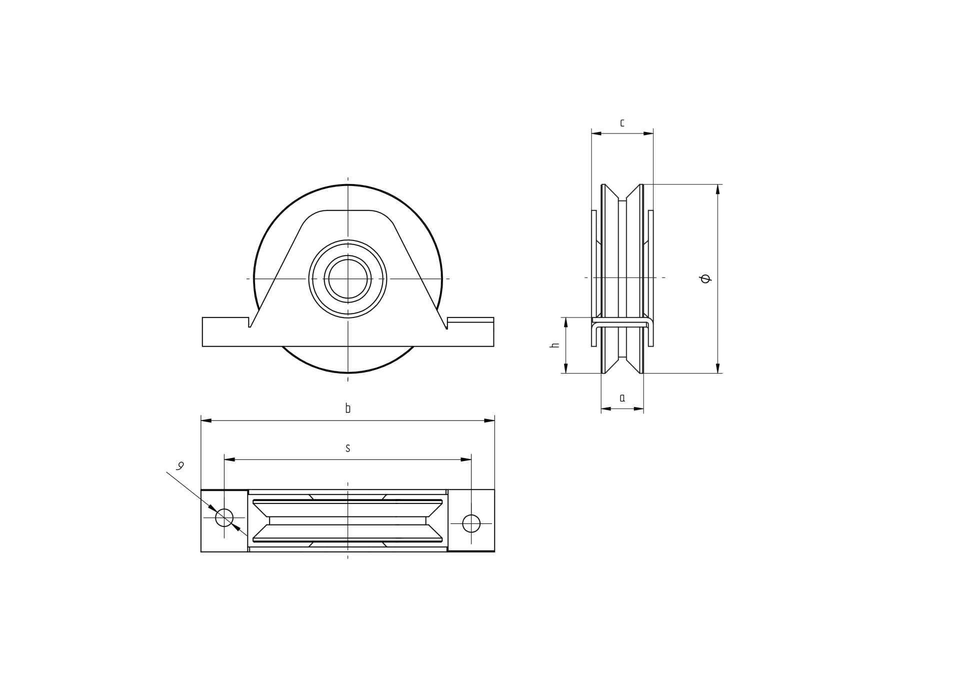 Schiebetorrolle mit Auensttzplatte Stahl verzinkt  98 mm V-Rille-89-11H38V100-A.4