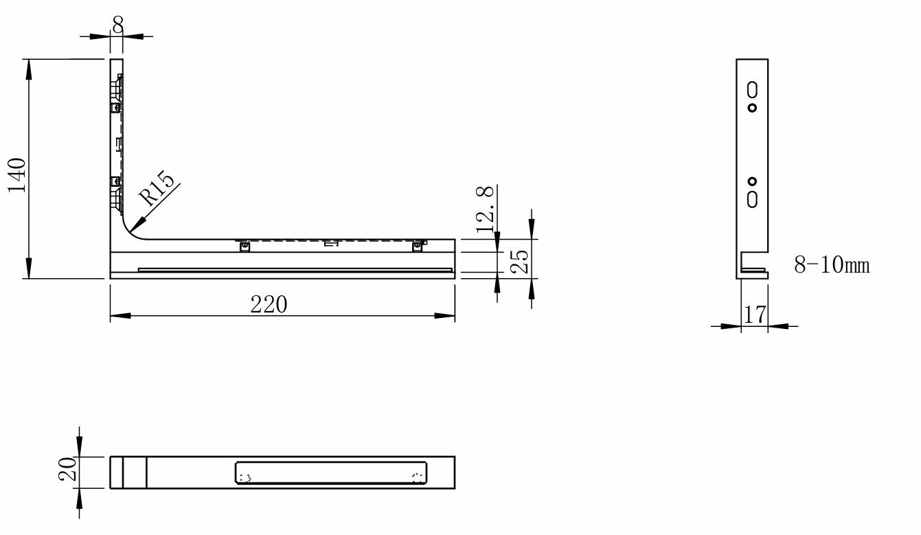 Stabilisierender Winkel Edelstahl AISI 304- 22x14 cm- glaenzend-89-11GS304ZP900RPCRB-A.4