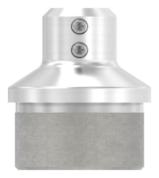 Einsteckkappe Edelstahl V2A fuer Rohr Ø 42-4x2-0 mm mit Durchgangsbohrung 12-2 mm- 2 Madenschrauben-88-1160275.240