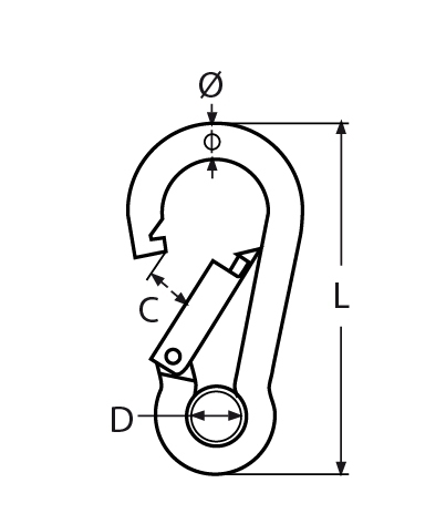 Karabinerhaken mit Kausche Laenge- 40 - 140 mm V4A - Verkauf in VPEs-66-64-411.8250