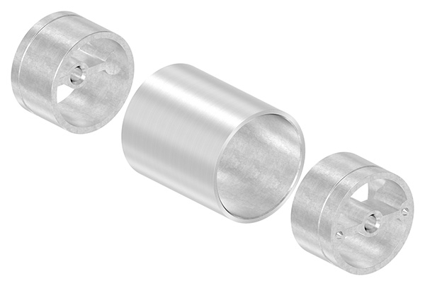Holzhandlaufverbinder Edelstahl V2A Ø 42-4 mm geschliffen inkl- 2 Adapter-88-1150601.240