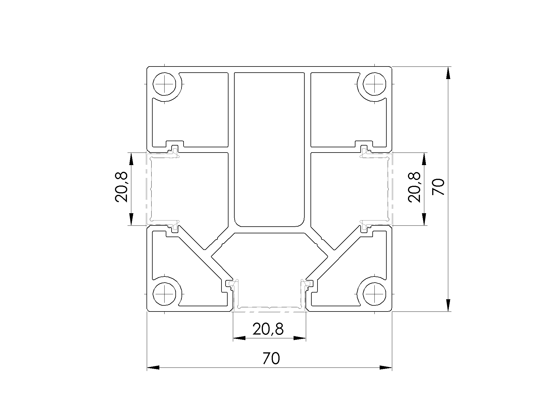 Zaunpfosten Aluminium 70 x 70 mm 2-5 m Anthrazit RAL 7016 fuer 20 mm Fuellungen-89.FGPRO70X702500R7016