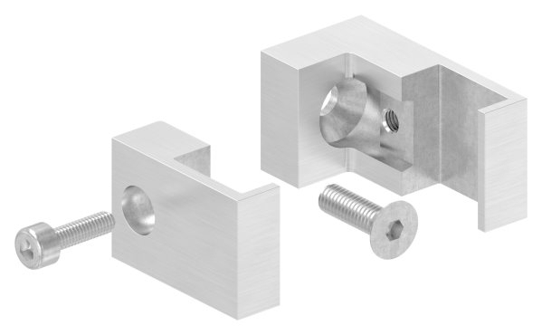 Klemmprofilhalter Edelstahl V2A fuer 20x20 mm Profil- Anschluss gerade- geschliffen Korn 240-88-1155352-240.00