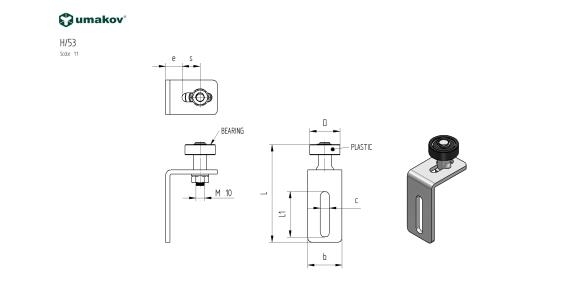 Fuehrungswinkel mit Kunststoffrolle Edelstahl V2A H=115mm B=40mm geschliffen-89-11H853-A.4