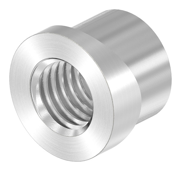 Gewindehuelse Edelstahl V2A M12 fuer Rohr Ø 33-7 mm geschliffen Korn 240-88-1151350-240.34