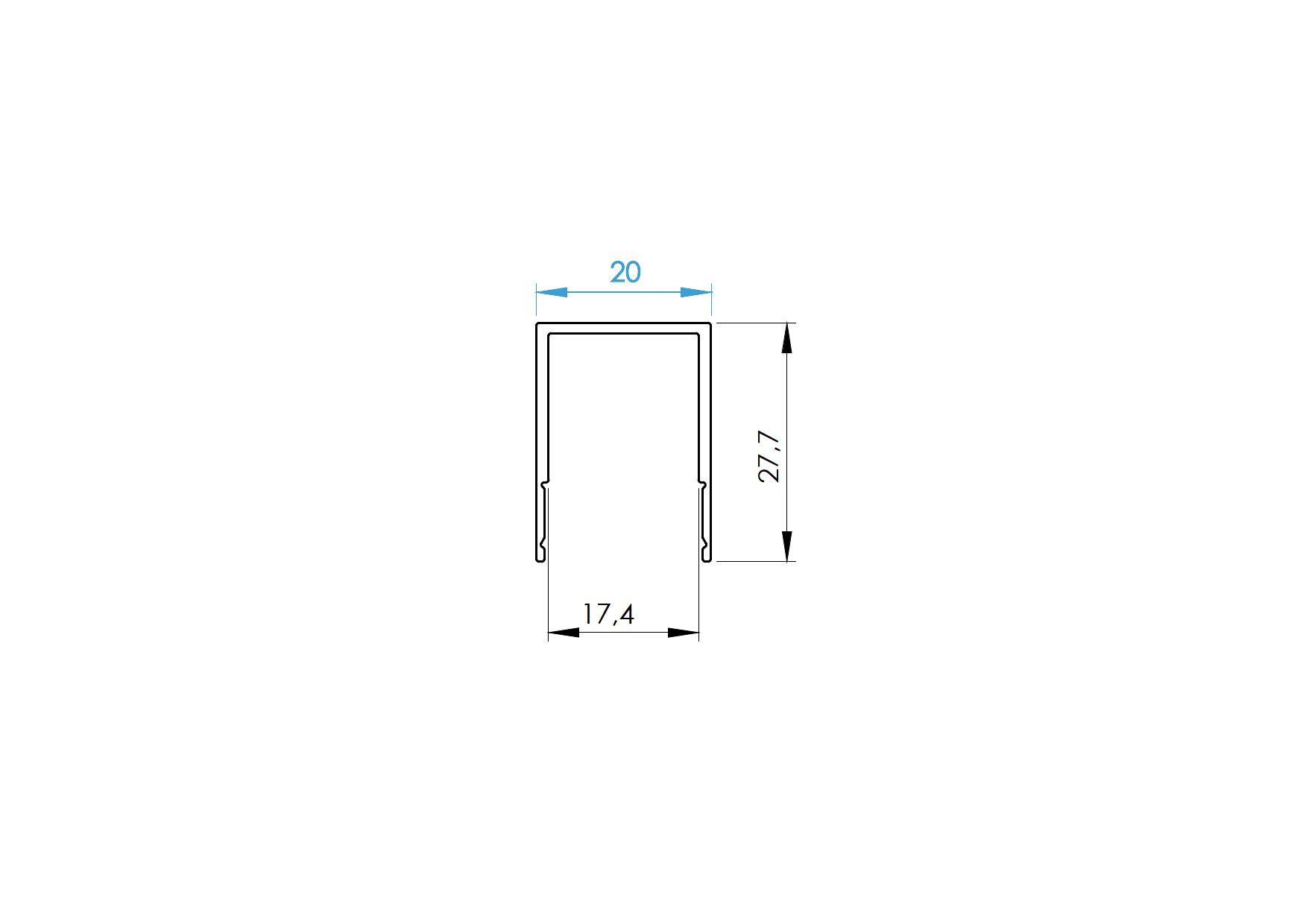 Click-Lock Abschlussleiste Aluminium 20x28 mm 2000 mm Anthrazit RAL 7016 pulverbeschichtet-89-11FGFC202000R7016-A.4