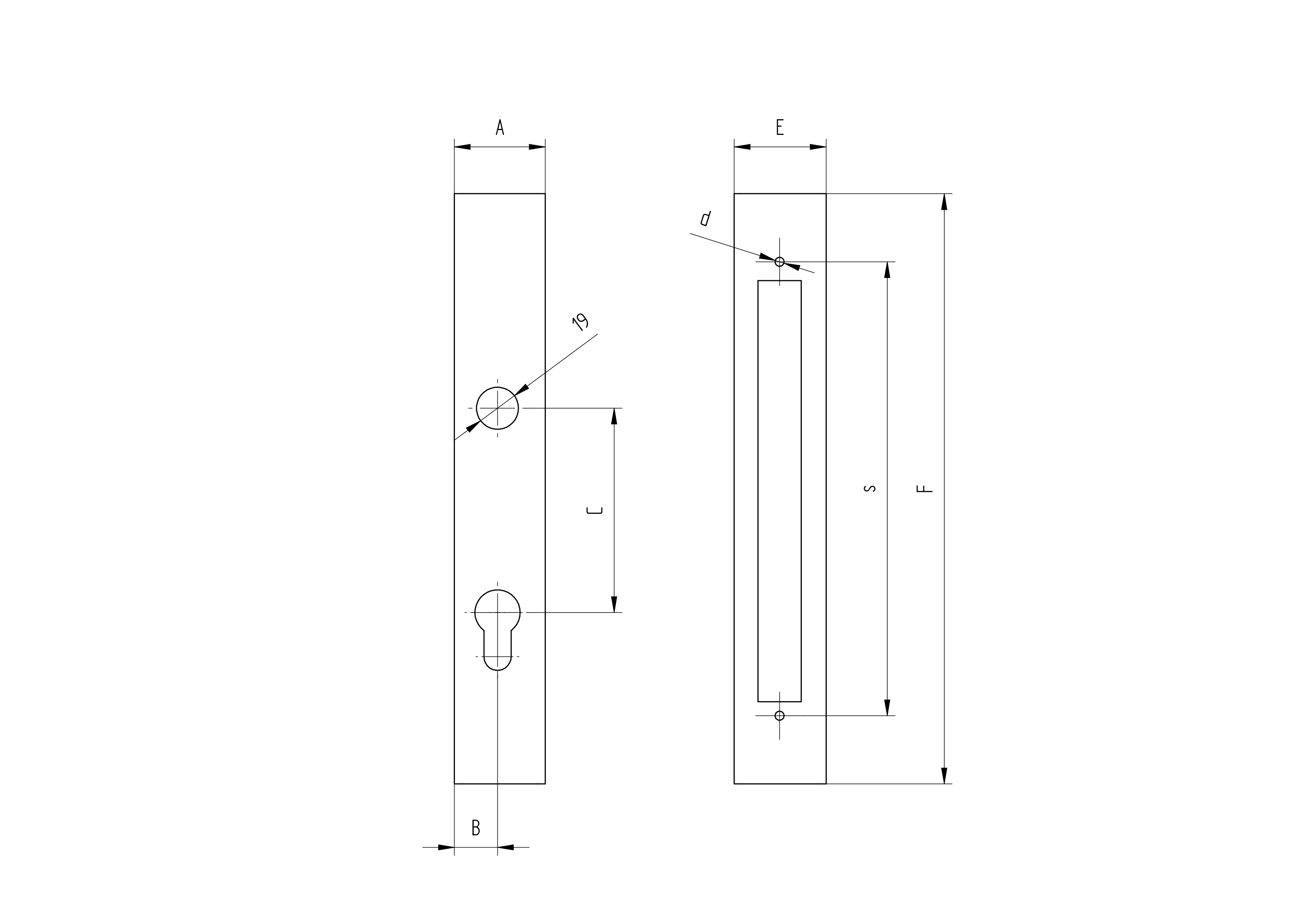 Profilschlosskasten Stahl 210 mm fuer Profil 60x40 mm Rohzustand-89-11B158J60X40-A.4