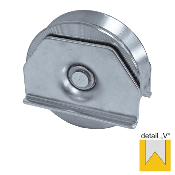Schiebetorrolle Stahl verzinkt  80 mm mit V-Rille fr Tore bis 250 kg-89-11H49V80-A.4