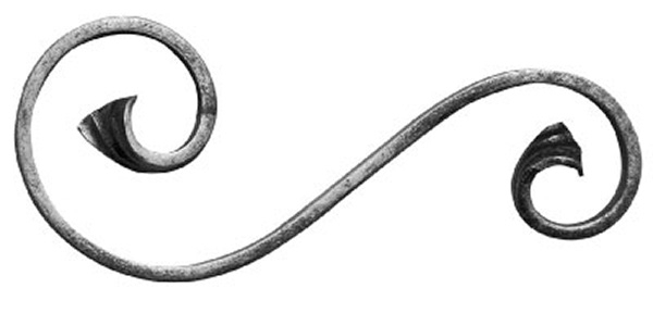 S-Schnecke - Masse- 205x85 mm - Material- 12x5 mm - Stahl S235JR- roh - Links-30-3706.8