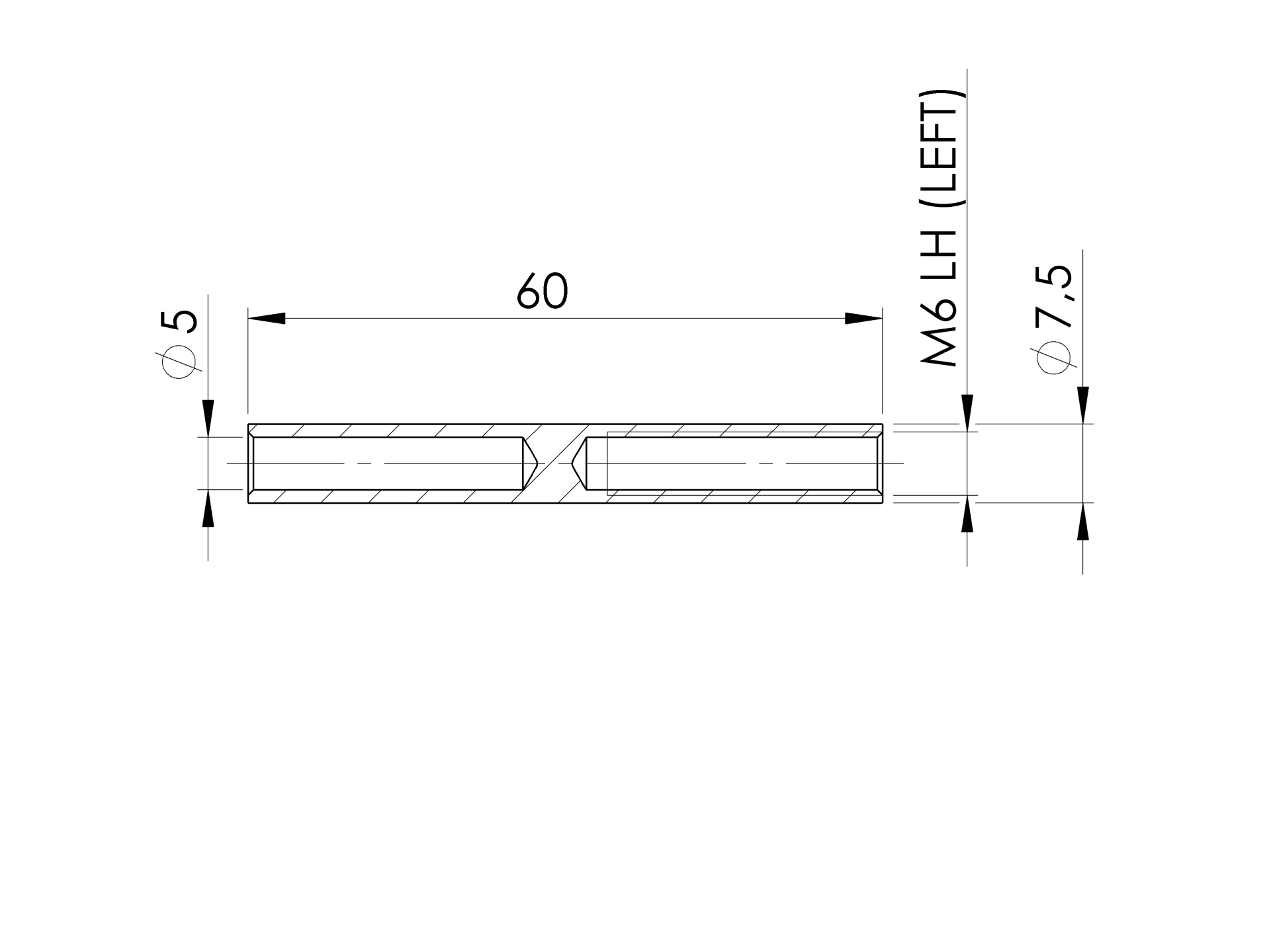 Kabelspanner Edelstahl AISI 316 fuer 5 mm Kabel axial Linksgewinde geschliffen-89-11A14L85LEFT-A.4