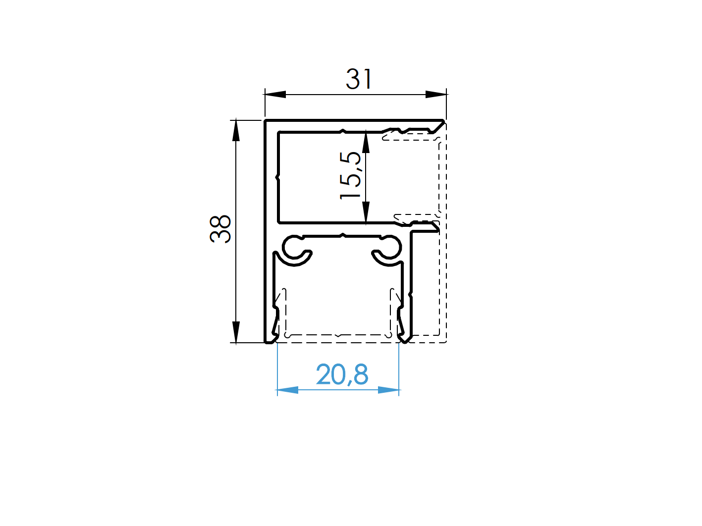 Zaunadapter Aluminium 6000 mm Anthrazit RAL 7016 fuer Glas- - 20 mm Fuellungen-89-11FGAS20G6000R7016-A.4