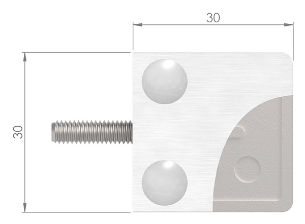 Glasklemme 30x30x18 mmØ 26-9 mm- fuer 8-00 mm ESG Glas-10-MODELL22-2.7