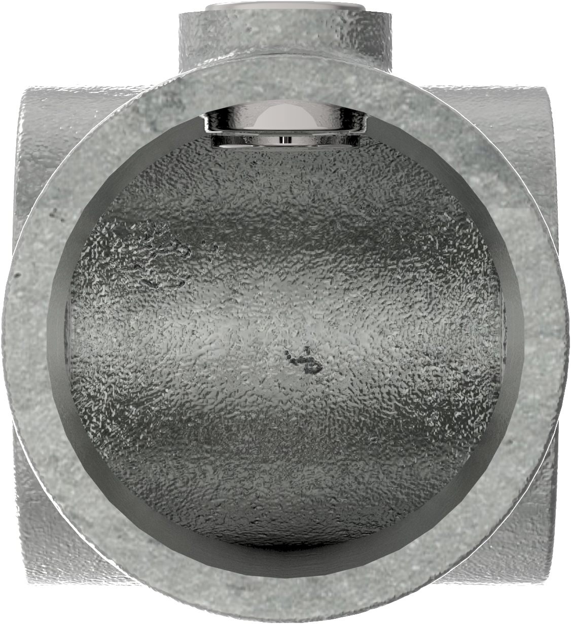 Rohrverbinder T-Stueck kurz Ø 42-4 mm -1 1-4- - 48-3 mm -1 1-2- - Temperguss verzinkt - 101C42-D48-101C42-D48