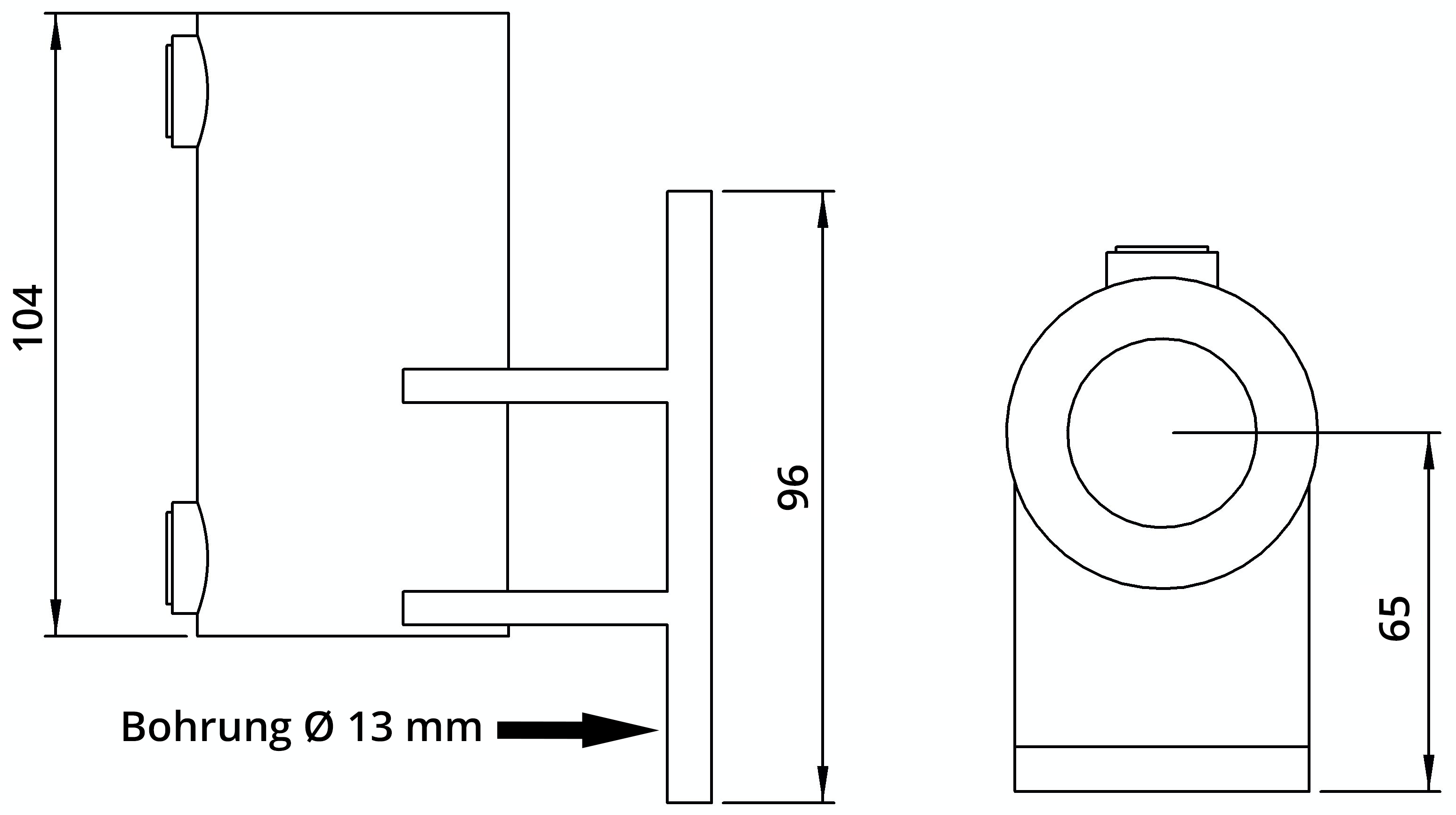 Rohrverbinder Wandhalter Platte vertikal Ø 33-7 mm -1- - Temperguss verzinkt - 144B34-144B34