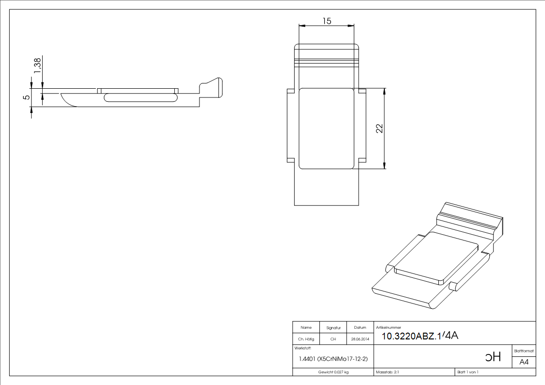 1 Sicherungsboden zu Glasklemme 55x65x37-5 mm AbZ V4A-10-3220ABZ.1