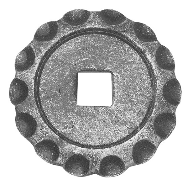 Rosette - Zierteil -  Ø 65x5 mm mit Loch 12-5x12-5 mm - Stahl -Roh- S235JR-30-2648.8