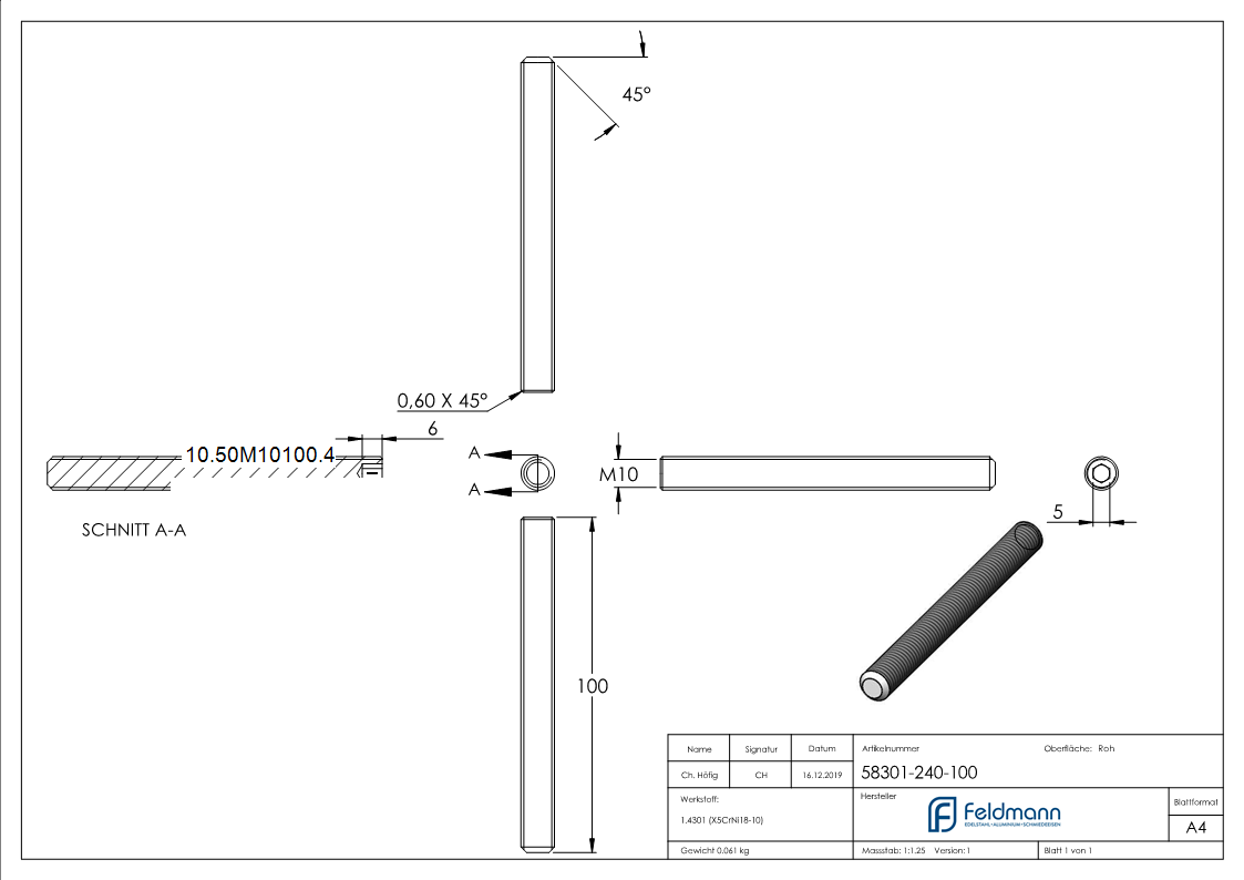 Gewindestift M10 x 100 mm- V2A-10-50M10100.4