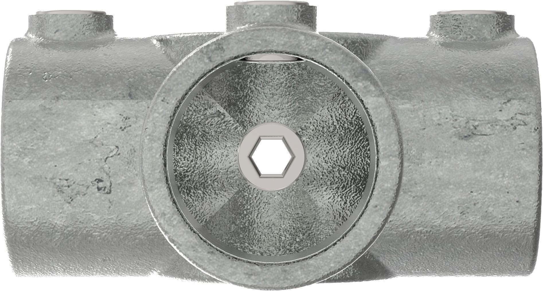 Rohrverbinder T-Stueck fuer Stuetzrohr Ø 21-3 mm -1-2- - Temperguss verzinkt - 176T21-176T21