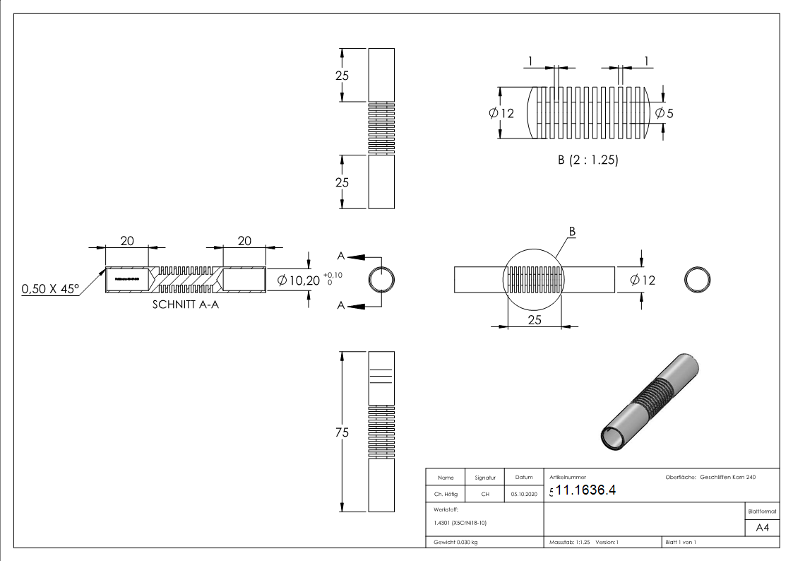 Verbinder Rundstab zum Biegen fuer Ø 10 mm Rundmaterial-11-1636.4