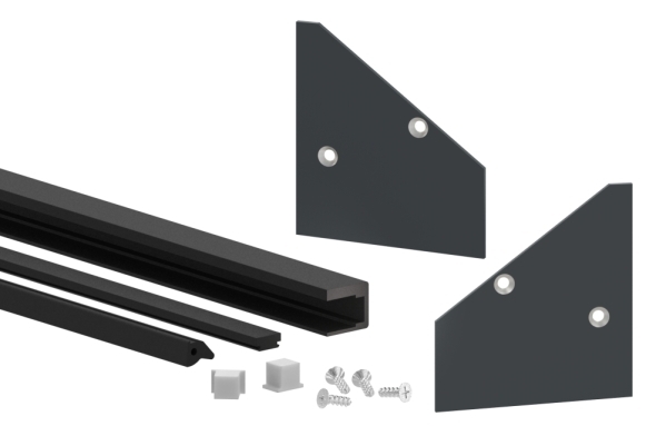 Montage-Set pulverbeschichtet RAL 7016 fuer Glas 17-52 mm- Laenge 1405 mm-88-11VDE-GU-1400-17.7016