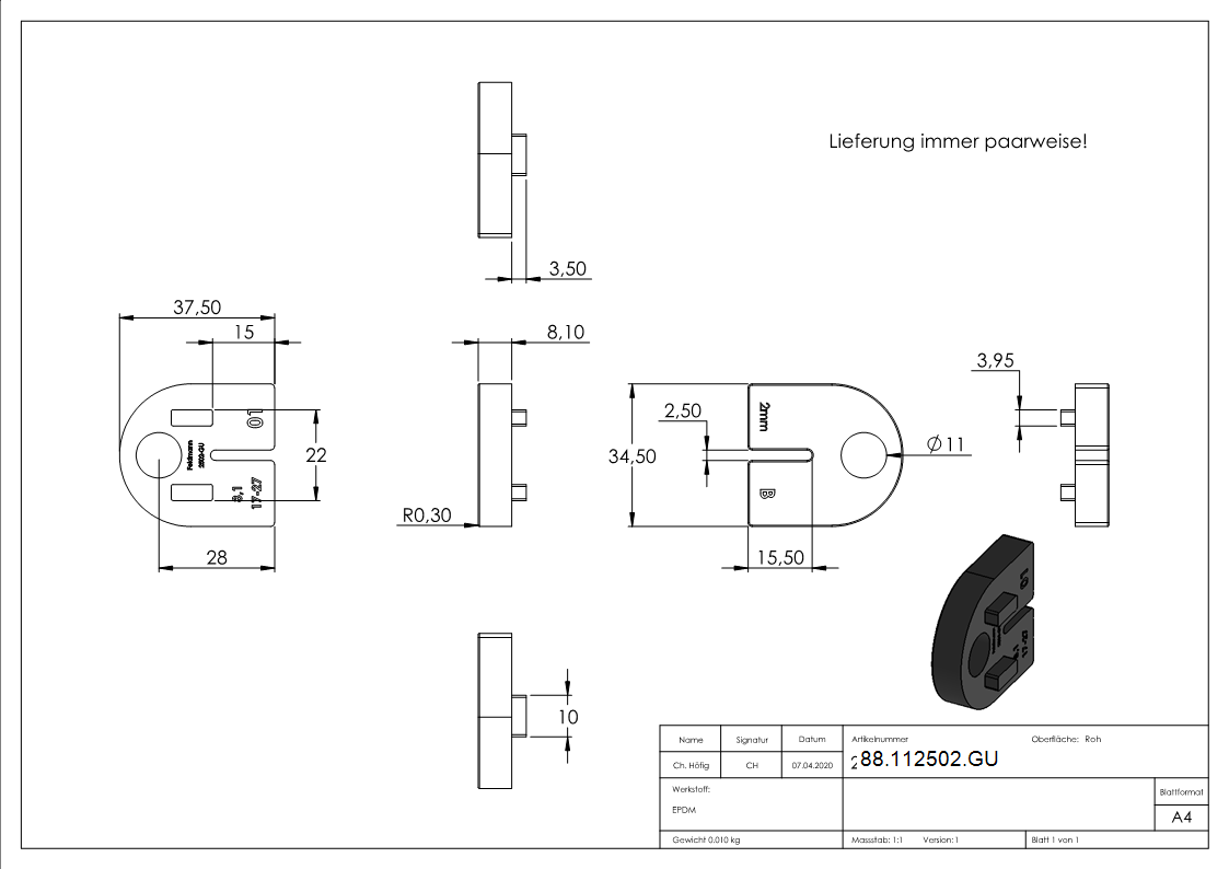 Gummi fuer Mod- 25- fuer 2mm Blech-88-112502.GU