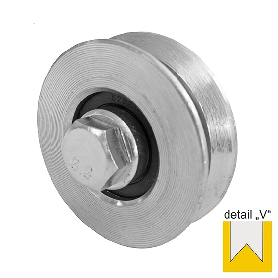 Laufrolle mit V-Nut Edelstahl V2A  78 mm fr Schiebetore bis 300 kg-89-11H806V80-A.4