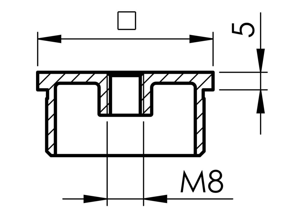 Endkappe fuer Rohr- 40x40x2 mm zum Kleben mit M8 V2A-11-2404-A.4