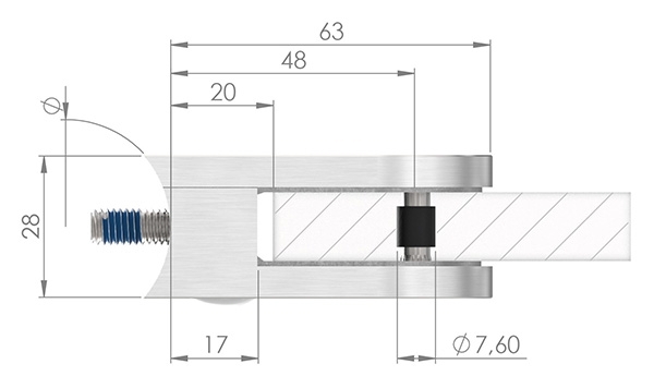 Glasklemme 63x45x28 mm mit AbZ fuer Flachanschluss- V2A-10-2200ABZ.4