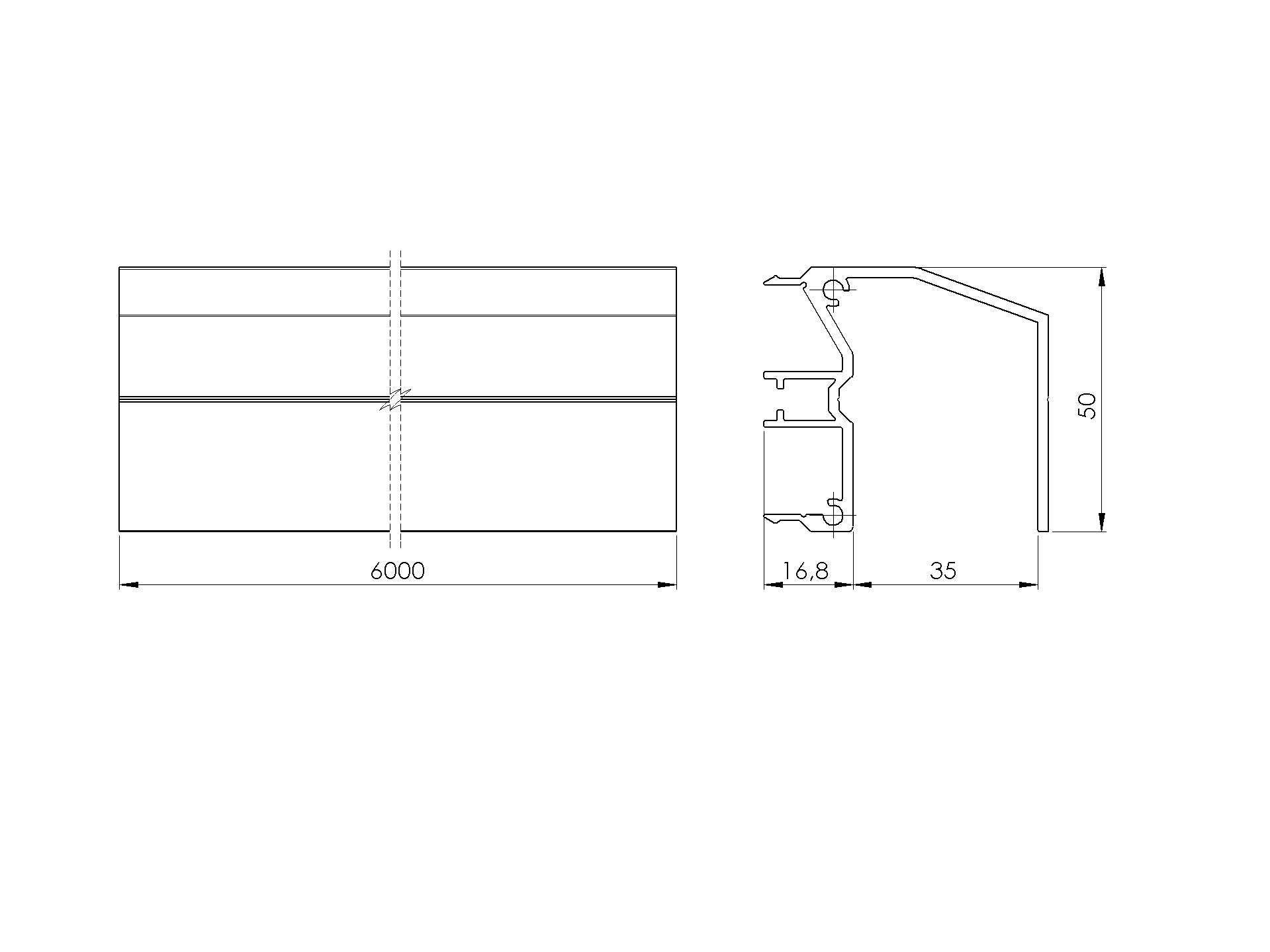 Schiebetor Fuehrungsprofil Aluminium 6000 mm Anthrazit RAL 7016-89.FGUG54X506000R7016