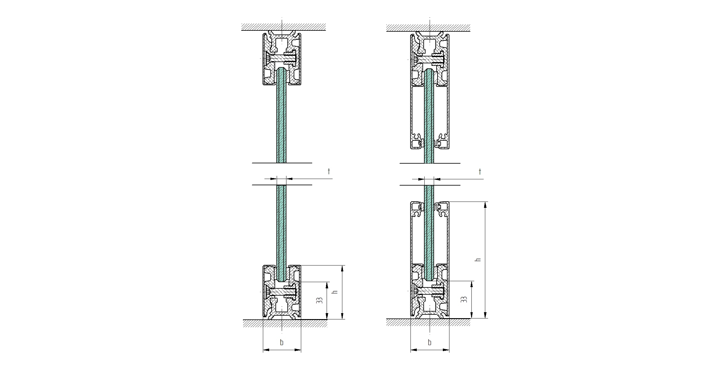 Laufschienenrohr Set Glasschiebetuer Edelstahl 304- 3m- Glas 8-12mm-89-11GS304ZP32X46S-A.4