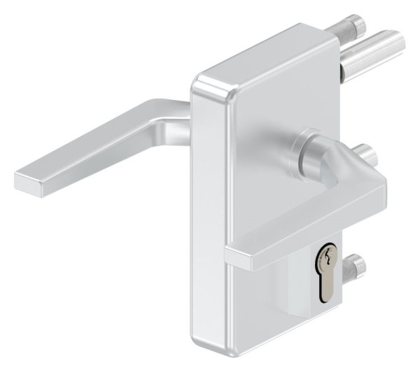 Gittertorschloss GTS 2 fuer Rohrstaerke 40-60mm- montagefertiges Set- silber-88-1156700-ALU.SI