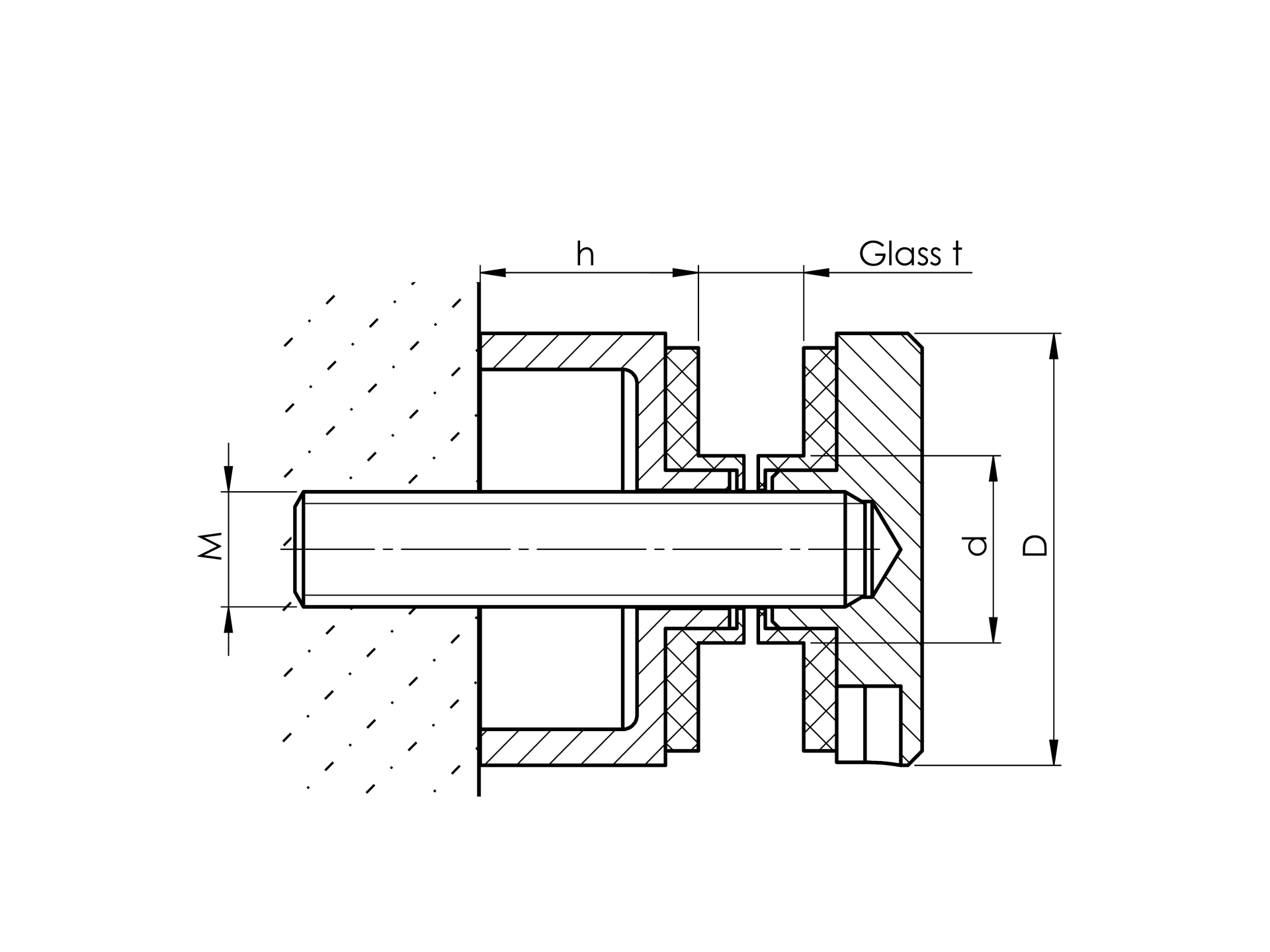 Glashalter Edelstahl AISI 304 Schliff fuer Glas 6-12-76 mm- flache Pfostenmontage-89-11A0746500-A.4
