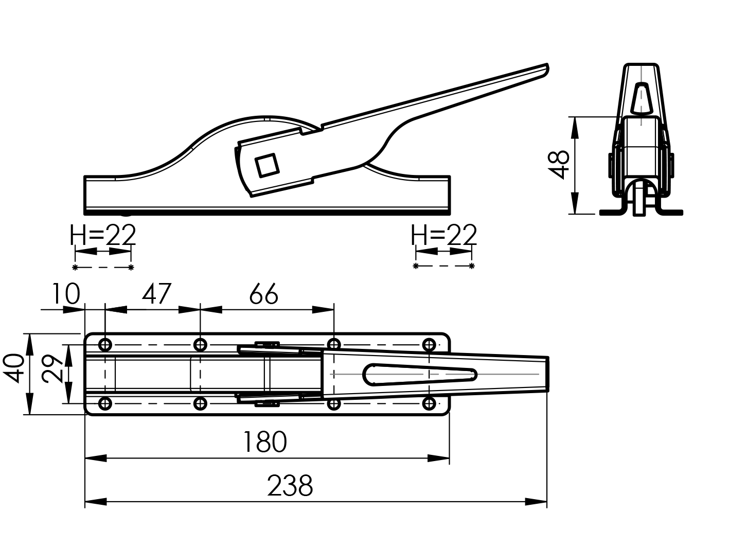 Stangenriegel Stahl verzinkt 180 mm Hebelverschluss-89-11D722180-A.4