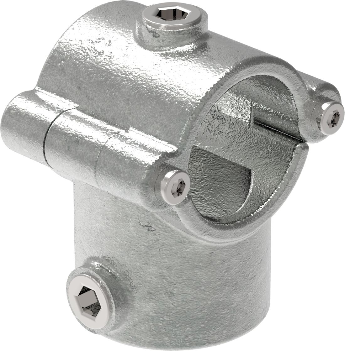 Rohrverbinder - T-Stueck mit Bolzen aufklappbar - 136C42 - 42-4 mm - 1 1-4- - Feuerverzinkt u. Elektrogalvanisiert-136C42