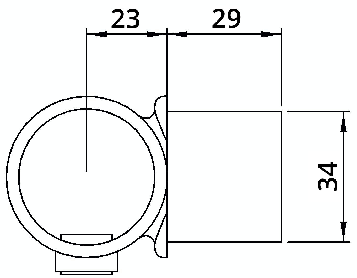Rohrverbinder Drehstueck Ø 33-7 mm -1- - Temperguss verzinkt - 147B34-147B34