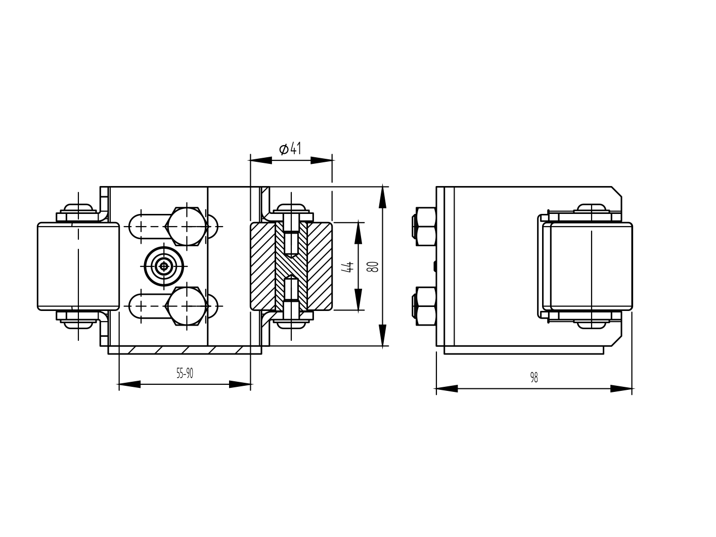 Auflaufschuh Stahl verzinkt fr Profile 60- 70- 80 mm mit Nylonrollen-89-11H15P5590-A.4