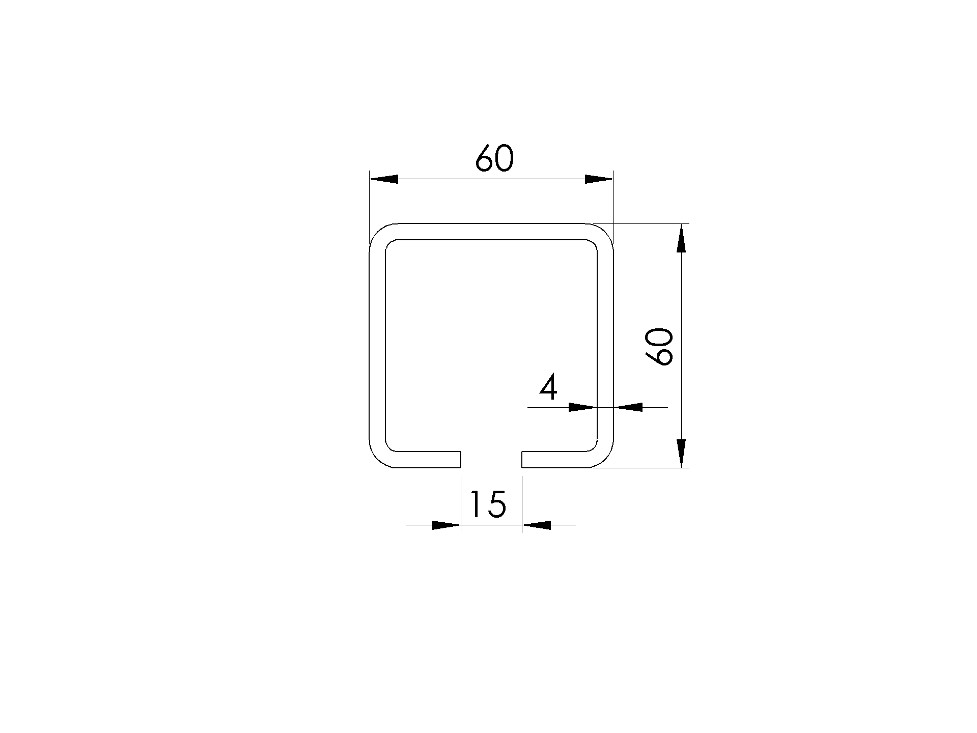 Laufschiene C-Profil Stahl 60 x 60 x 4-0 mm L=3000 mm galvanisch verzinkt-89-11H0260X60ZN3000-A.4